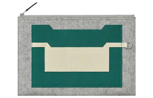 HERMES Toodoo Wool Felt, Epsom Calfskin Clutch Men's Gray & Green