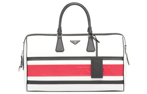 PRADA Saffiano Leather Handbag, Shoulder Bag, Crossbody Bag, Travel Bag Men's White/Black/Red