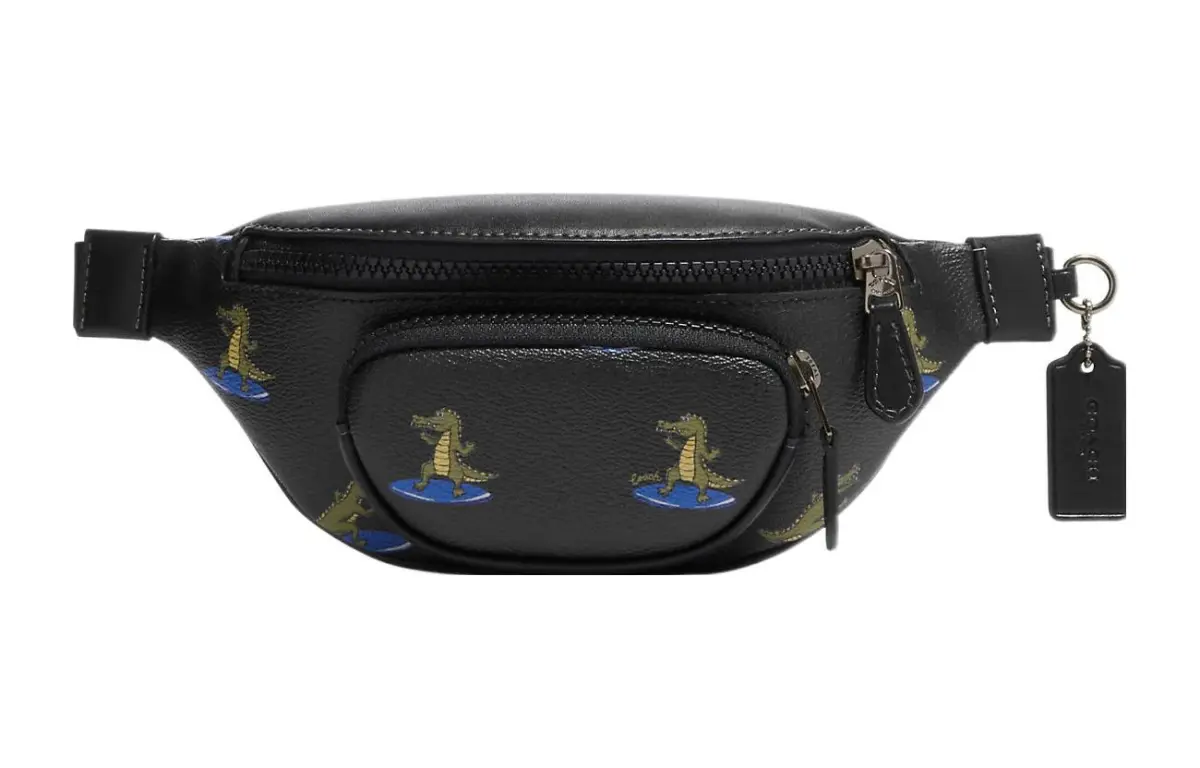 COACH Sprint Coated Canvas With Leather Fanny Pack, Sling Bag, Shoulder Bag, Crossbody Bag Medium Men's Black