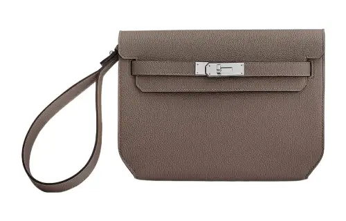 HERMES Kelly Depeches Togo Calfskin Clutch Men's 8F Tin Gray