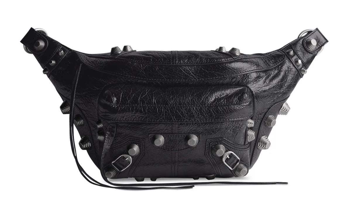 Balenciaga Le Cagole Fine Grained Sheepskin Fanny Pack Medium Men's Black