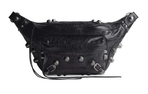 Balenciaga Le Cagole Fine Grained Sheepskin Fanny Pack Medium Men's Black