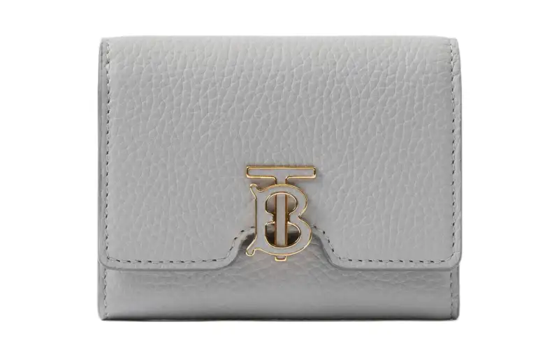 Burberry Grain Cow Leather Wallet Small Women's Gray