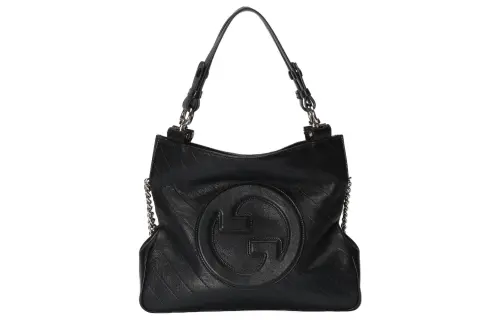 GUCCI Blondie Leather Tote Bag, Shopping Bag, Handbag Small Women's Black