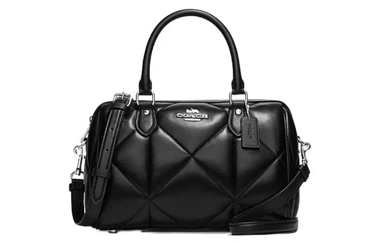 COACH Rowan Sheepskin With Cow Leather Boston Bag Handbag Regular Women's Black