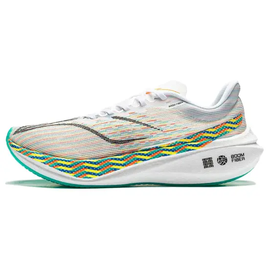 LiNing Feidian 3 Challenger Slip-Resistant Breathable Rebound Low-Top Running Shoes Women's White Yellow Green