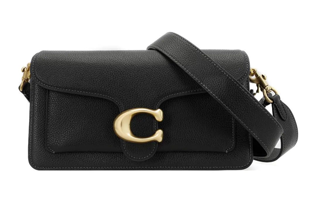 COACH Tabby Pebble Texture Cow Leather Crossbody Bag, Shoulder Bag Medium Women's Black