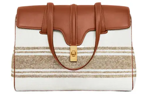 CELINE Canvas With Calfskin Canvas Bag, Handbag, Shoulder Bag Regular Women's Brown/Apricot