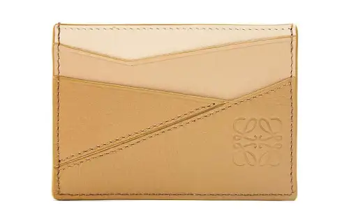 LOEWE Puzzle Cow Leather Card Holder Card Holder Women's Gray Beige/Gold