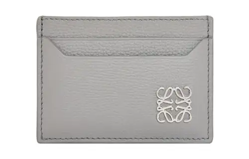 LOEWE Anagram Cow Leather Card Holder Women's Pearl Gray