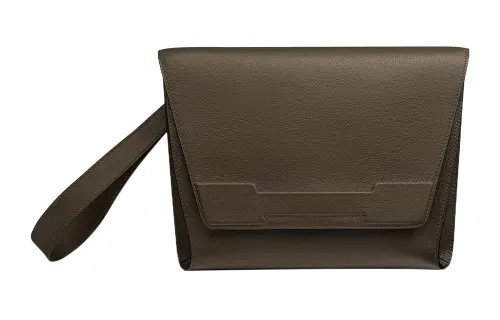 HERMES Evercolor Calfskin Clutch Men's G8 Vert Maquis Forest Green