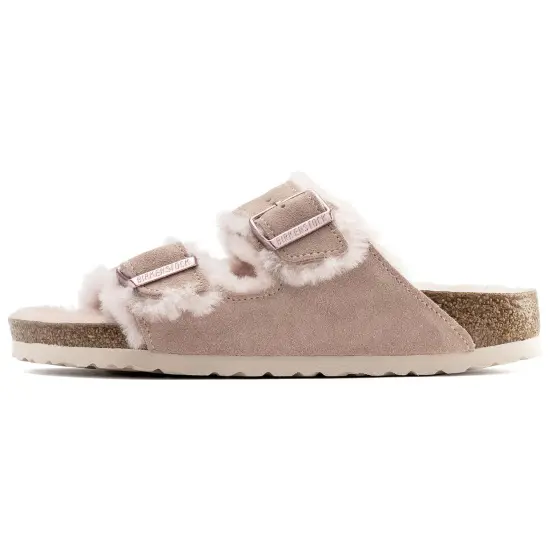 Birkenstock Arizona Shearling Suede Leather Sandals 'Light Rose' Women's
