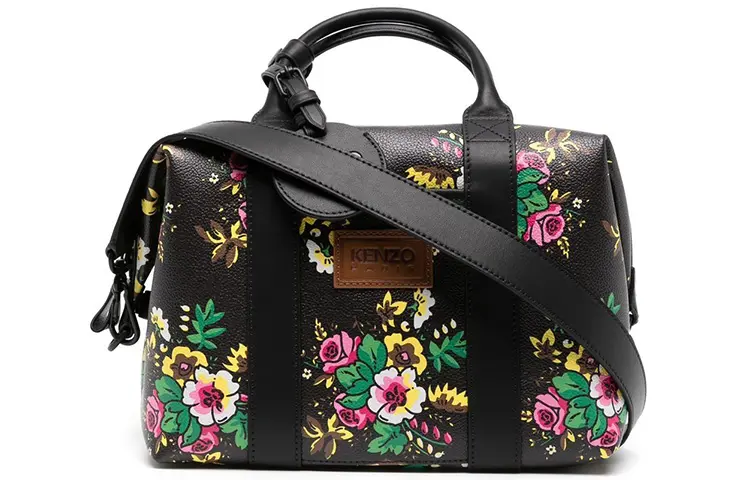 KENZO Calfskin Portable Crossbody Bag, Shoulder Bag Medium Women's Black