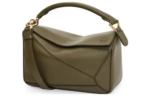 LOEWE Puzzle Cow Leather Geometric Puzzle Bag, Handbag, Shoulder Bag, Crossbody Bag Small Women's Dark Khaki Green