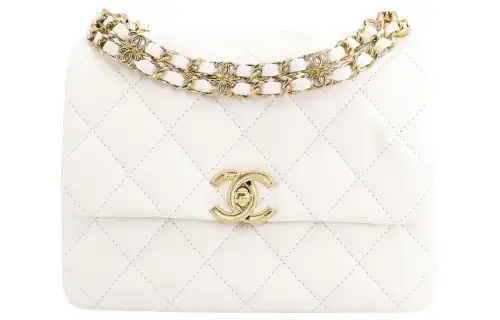 CHANEL 22K Autumn And Winter Litchi Grain Cow Leather Shoulder Bag, Crossbody Bag Women's White