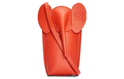 LOEWE Elephant Pocket Cow Leather Cell Phone Pouch, Shoulder Bag, Crossbody Bag Women's Orange