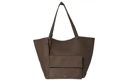 THE ROW Matte Grain Cow Leather Tote Bag, Shopping Bag, Shoulder Bag, Handbag Women's Elephant Gray