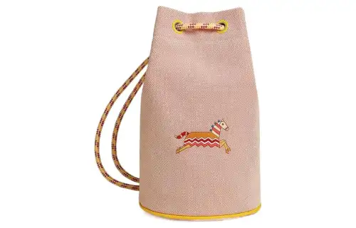 HERMES Epopee Cotton Crossbody Bag, Shoulder Bag Kids' Cinnabar Red