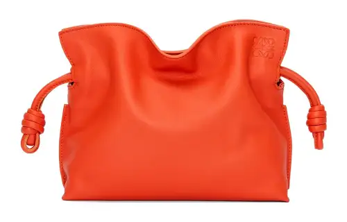 LOEWE Nappa Cow Leather One Shoulder Crossbody Clutch Mini Women's Orange