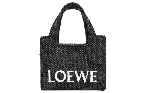 LOEWE Raffia Fiber Tote Bag, Shopping Bag, Shoulder Bag, Crossbody Bag, Handbag Mini Women's Black
