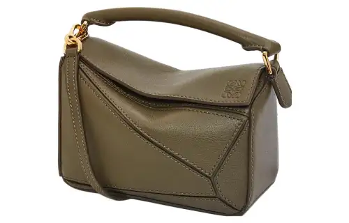 LOEWE Puzzle Cow Leather Geometric Puzzle Bag, Handbag, Shoulder Bag, Crossbody Bag Mini Women's Dark Khaki Green