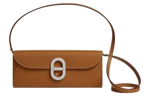 HERMES Epsom Leather Wallet Crossbody Bag Women's 37 Gold Brown