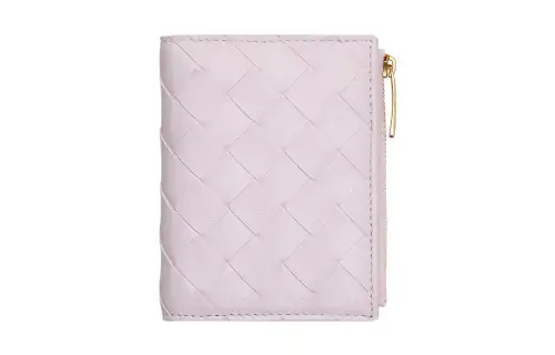 Bottega Veneta Sheepskin With Cow Leather Wallet Small Women's Light Pink