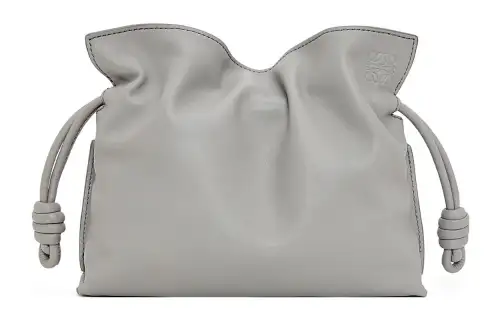 LOEWE Nappa Cow Leather One Shoulder Crossbody Clutch Mini Women's Pearl Gray