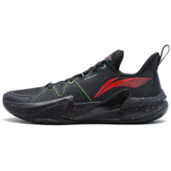 LINING Speed Basketball Shoes Men Low-Top Black Red