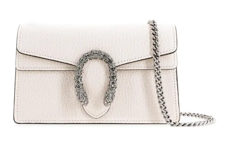 GUCCI Dionysus Leather Flap Bag Shoulder Bag, Crossbody Bag Extra Mini Women's White