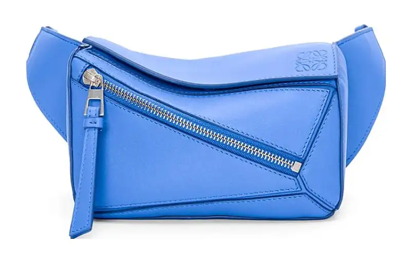 LOEWE Puzzle Cow Leather Fanny Pack Mini Women's Blue