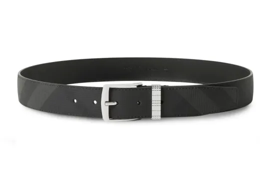 Burberry Leather Belts Men's Black Width 3.5cm