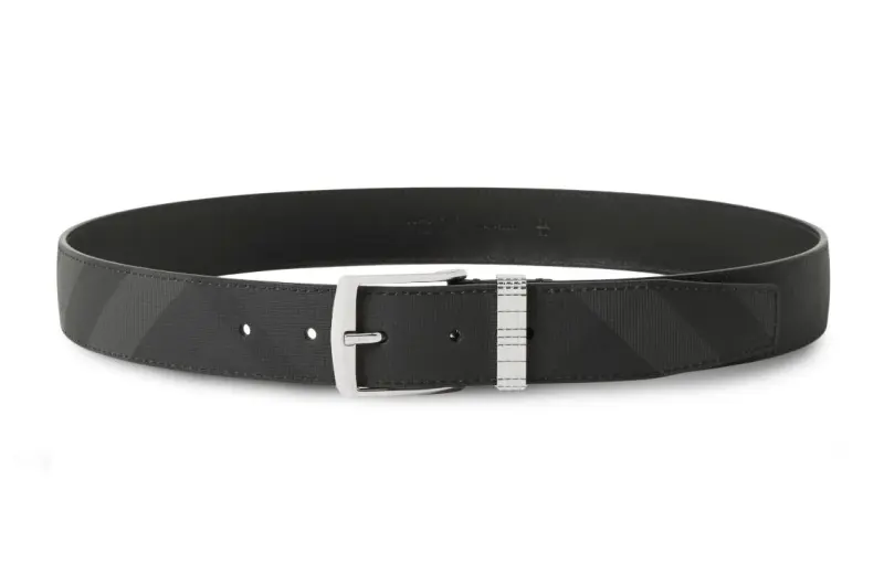 Burberry Leather Belts Men's Black Width 3.5cm