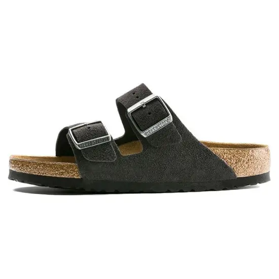 Birkenstock Arizona Soft Footbed Suede Leather Narrow Fit Sandals 'Velvet Gray'