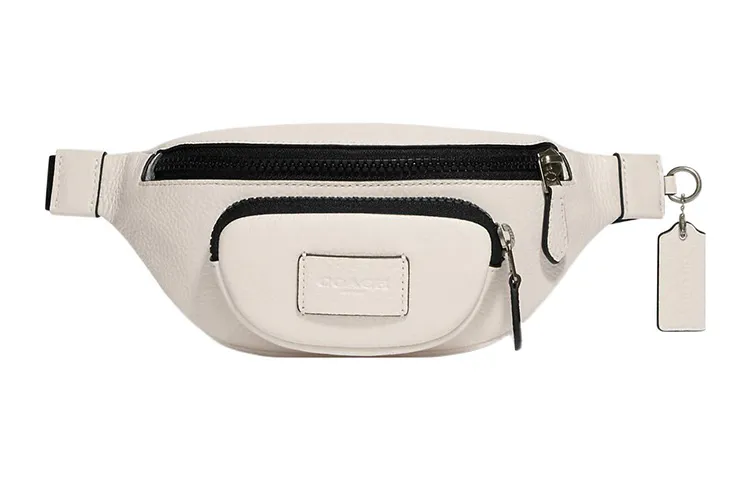 COACH Sprint Pebbled Leather Crossbody Bag, Sling Bag, Fanny Pack Medium Men's Ivory Gray