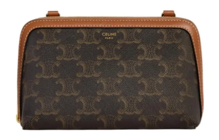 CELINE Cuir Triomphe Sheepskin Detail Chain Bag, Shoulder Bag, Crossbody Bag Regular Women's Tawny