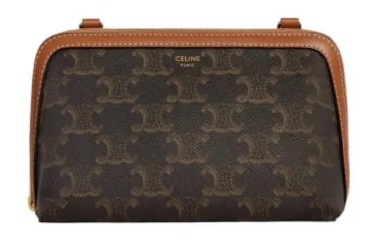 CELINE Cuir Triomphe Sheepskin Detail Chain Bag, Shoulder Bag, Crossbody Bag Regular Women's Tawny