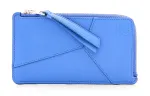 LOEWE Puzzle Cow Leather Card Holder Men's Blue