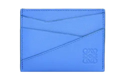 LOEWE Puzzle Cow Leather Card Holder Men's Blue