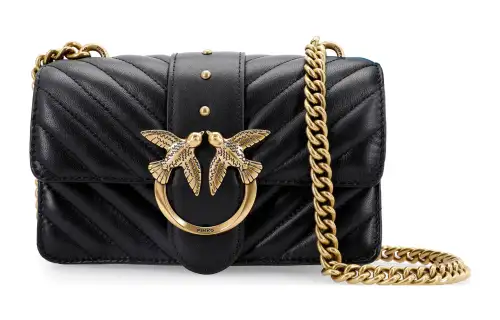 PINKO Quilt Sheepskin Crossbody 'Owl Of Dionysus' Bag, Shoulder Bag Mini Women's Black