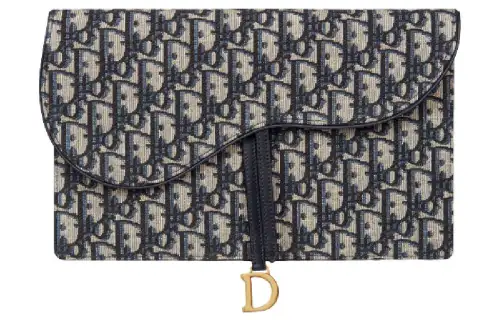 DIOR Saddle Fabric Clutch Regular Women's Blue
