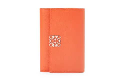 LOEWE Anagram Pebble Texture Calfskin Wallet Small Women's Orange