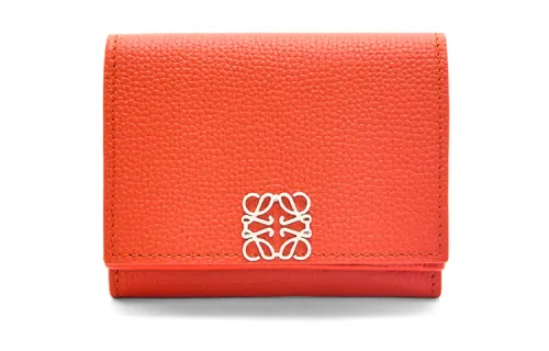 LOEWE Anagram Pebble Texture Calfskin Wallet Women's Orange