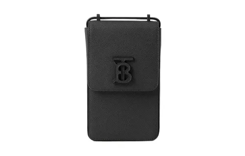 Burberry Calfskin One Shoulder Crossbody Cell Phone Pouch Men's Black