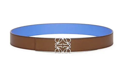 LOEWE Cow Leather Metal Leather Belts Men's Brown Width 3.5cm