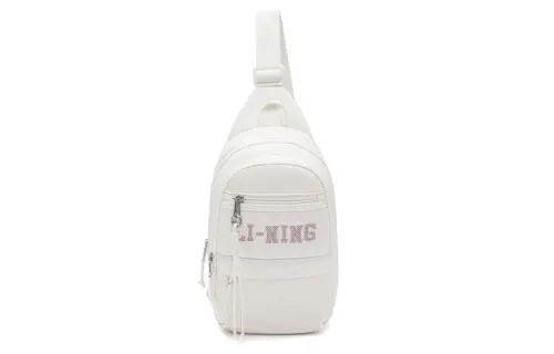 Li Ning Sports Life Collection Athleisure Polyester One Shoulder Crossbody Sling Bag Regular Unisex White