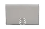 LOEWE Anagram Soft Grain Calfskin Card Holder Women's Gray