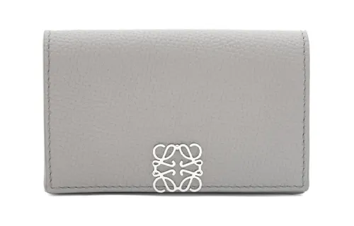 LOEWE Anagram Soft Grain Calfskin Card Holder Women's Gray