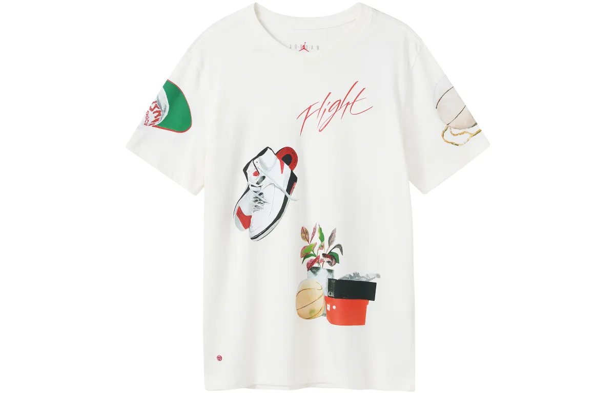 Jordan T-Shirts Men's White Crew Neck Moderate Straight Fit