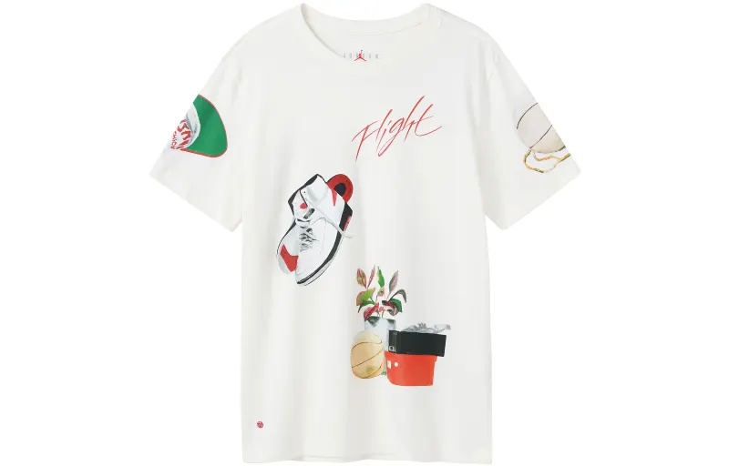 Jordan T Shirts Men's White Crew Neck Moderate Straight Fit